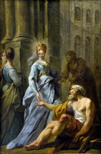 A queen giving alms, by, Jean Faur Courrege 1730-1806 France, French,