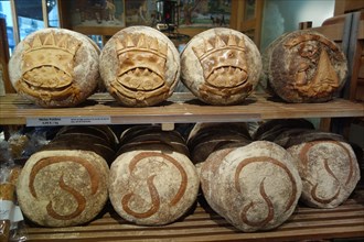 Jan 2, 2018 - The trademark "P" on a round sourdough country bread referred to as a miche or pain Poilâne in Paris, France