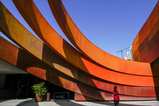 Exterior of the Design Museum Holon, Israel designed by Israeli architect and industrial designer Ron Arad in cooperation with Bruno Asa