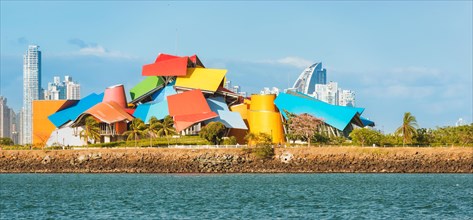 Panama City, Panama - May 15, 2015: Biomuseo is located on the Amador Causeway in Panama City. It was designed by architect Frank Gehry. The design wa