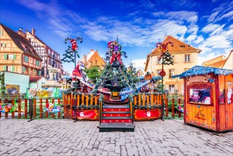 Colmar, France - December 2017. Colmar Christmas market for kids, Petite Venise in Alsace.