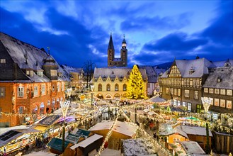 Christmas market at night in Goslar, Germany