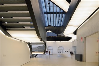 Interior Staircase & Ceiling in the MAXXI Art Gallery or Art Museum, National Museum of 21st-Century Arts, Rome designed by Zaha Hadid in 2010