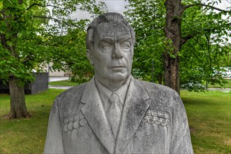 Moscow, Russia - July 18, 2018: Sculpture of Brezhnev in the Fallen Monument Park, Moscow, Russia.