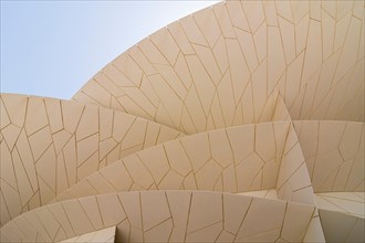 Detail of the desert rose inspired architectural landmark of the National Museum of Qatar, Doha, Qatar