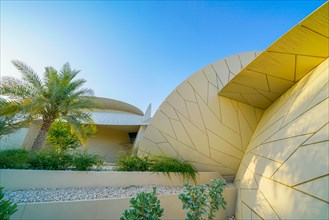 DOHA QATAR - JULY 10 2019;National Museum of Qatar unusual but striking design form is inspired by desert rose crystal opened in March 2019  designed