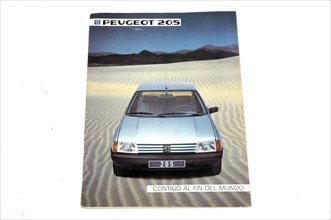 object,  old advertising brochure peugeot 205