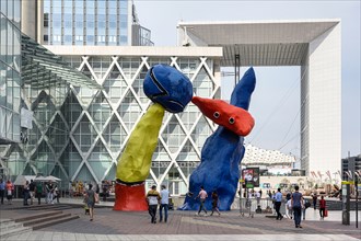 The Deux Personnages Fantastiques by Joan Miro in the la Défense business district, Paris
