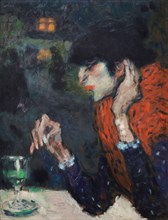 Painting 'Absinthe Drinker' by Pablo Picasso (1901) on display in the Musée d'Orsay in Paris, France.