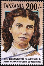 First woman doctor of medicine Elizabeth Blackwell on stamp