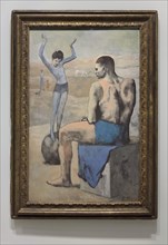 Painting 'Young Acrobat on a Ball' by Pablo Picasso (1905) on display at the exhibition 'Icons of Modern Art from the Morozov Collection' in the Fondation Louis Vuitton in Paris, France. The exhibitio...