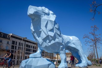Bordeaux/France - April 17, 2018 : Le Lion de Veilhan - The Lion of Veilhan - Sculpture