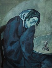 Painting 'Sleeping Drinker' by Pablo Picasso (1902) on display in the Museum of Fine Arts (Kunstmuseum Bern) in Bern, Switzerland.