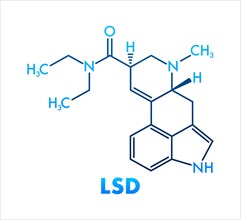 Lsd formula. LSD lysergic acid diethylamide drug formula