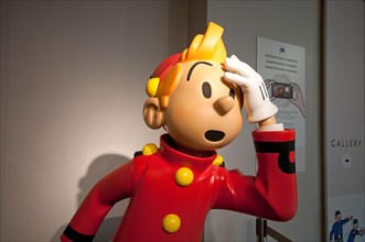 Statue of Tintin (character created by Hergé in 1929), Comics Art Museum, Brussels, Belgium