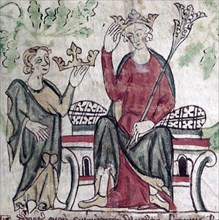 EDWARD II ( 1284-1327) receives the Crown of England at his Coronation in 1308.