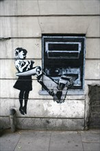 Banksy ATM stencil, Exmouth market, London