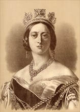 Queen Victoria, 1819 - 1901. Former Princess Alexandrina Victoria of Saxe Coburg.  From the portrait by Winterhalter