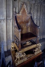 Coronation Throne made for Edward I to contain the Stone of Scone. Westminster Abbey, London England