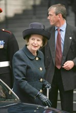 MARGARET THATCHER ATTENDING MEMORIAL SERVICE IN LONDON