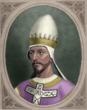 Pope Saint Gregory VII (c. 1015/1028-1085), born Hildebrand of Sovana. Pope from April 22, 1073, until his death. Colored.