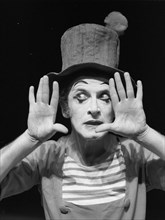 French actor and mime Marcel Marceau performing in Prague, June 1967. CTK Photo/Oldrich Picha