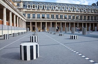 Paris, the courtyard of the Royal Palace with 'The Columns' of D.Buren