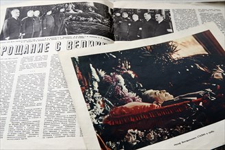 Information and photos about the death of Joseph Stalin in the journal "Soviet Union" 1953
