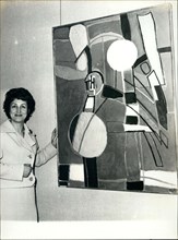 May 19, 1963 - Francoise Gilot and artwork by Picasso at Coard Gallery, Paris .c