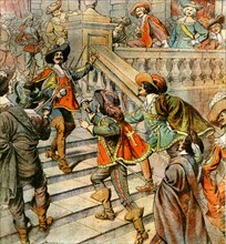 THE THREE MUSKETEERS  Magazine illustration about 1905 of the characters from Alexander Dumas' novel
