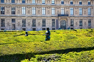 Expansive, 17th-century formal garden dotted with statues, including 18 bronzes by Maillol at Jardin Des Tuileries in Paris