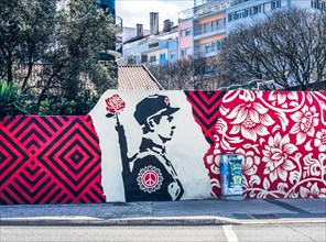 Lisbon, Portugal, mural to commemorate the Portuguese Carnation Revolution of 1974
