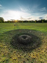 Land art object of 15th Earth Art Exhibition "Discoveries" at the opening day at Vilnius University Botanical Garden in Kairenai
