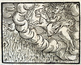 Woodcut illustration from a 1626 Edition of 'Compendium Maleficarum, by Francesco Maria Guazzo. Compendium Maleficarum was a witch-hunter's manual written in Latin, and published in Milan, Italy in 16...
