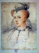 MARGUERITE VALOIS - QUEEN OF NAVARRE (CALLED THE QUEEN MARGOT) Anonyme. "Marguerite de Valois, reine de Navarre (dite la reine Margot)". Dessin, 1578. Paris, musée Carnavalet.