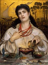 Medea, 1868 Artist: Frederick Sandys, Greek legend describes Medea as a sorceress and the wife of Jason. When he deserted her for another woman, Medea poisoned both her rival (Glauce) and her two chil...