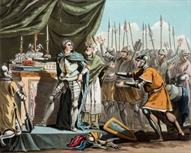King Philip II of France, Philip Augustus (1165-1223) King of France at Battle of Bouvines (27 July 1214) a Decisive French Victory during Anglo-French War (Engr 1790) (Desfontaines,Moret) Engraving o...