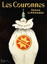 Vintage poster promoting Les Couronnes sodas lemonades designed by Leonetto Cappiello 1924