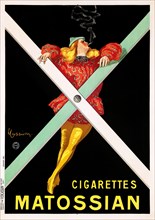 Cigarettes Matossian (1921). French Poster by Leonetto Cappiello Artwork. Woman smoking at a cross.