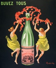 Drink all Evian-Cachat (ca.1912) print in high resolution by Leonetto Cappiello. Art Nouveau. "Buvez Tous"