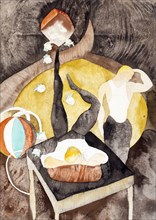 Art by Charles Demuth - In Vaudeville Two Acrobat-Jugglers (1916) watercolor