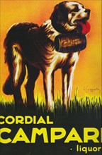 1940's , Italy : The italian drink industry CAMPARI advertising for the  successfull Cordial Liquor . Illustration by LEONETTO CAPPIELLO ( 1875 - 1942 ). - anni 40 - '40 - 40's - poster pubblicitario ...