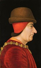 Louis XI (1423-1483), King of France (1461-1483), wearing the Collar of the Order of Saint-Michel, portrait painting in oil on panel by French School artist, circa 1470
