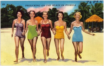 Frolicking on the beach in Florida , Tichnor Brothers Collection, postcards of the United States