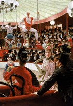 James Tissot. Painting entitled "Women of Paris: The Circus Lover" by the French artist, Jacques Joseph Tissot (1836 -1902), oil on canvas, 1885