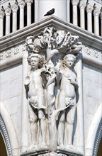 Italy Veneto Venice Carving Of Adam And Eve With Serpent On Corner Of Doges Palace In The Piazzetta