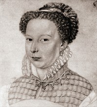 Marguerite de Valois, aka La Reine Margot and Queen Margot, 1553 -1615. French princess of the Valois dynasty and queen consort of Navarre and France.