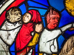 Detail from the Devil and the woman. Medieval Stained Glass Collection at Cluny.   from the museum's collection