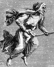 WITCHCRAFT - Witch transvecting - engraving from the 1864 edition of de Plancy's 'Dictionnaire Infernal'.