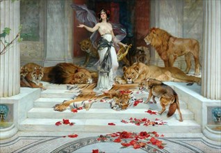 CIRCE transforms her enemies into wild beasts. An 1889 painting by English artist Wright Barker